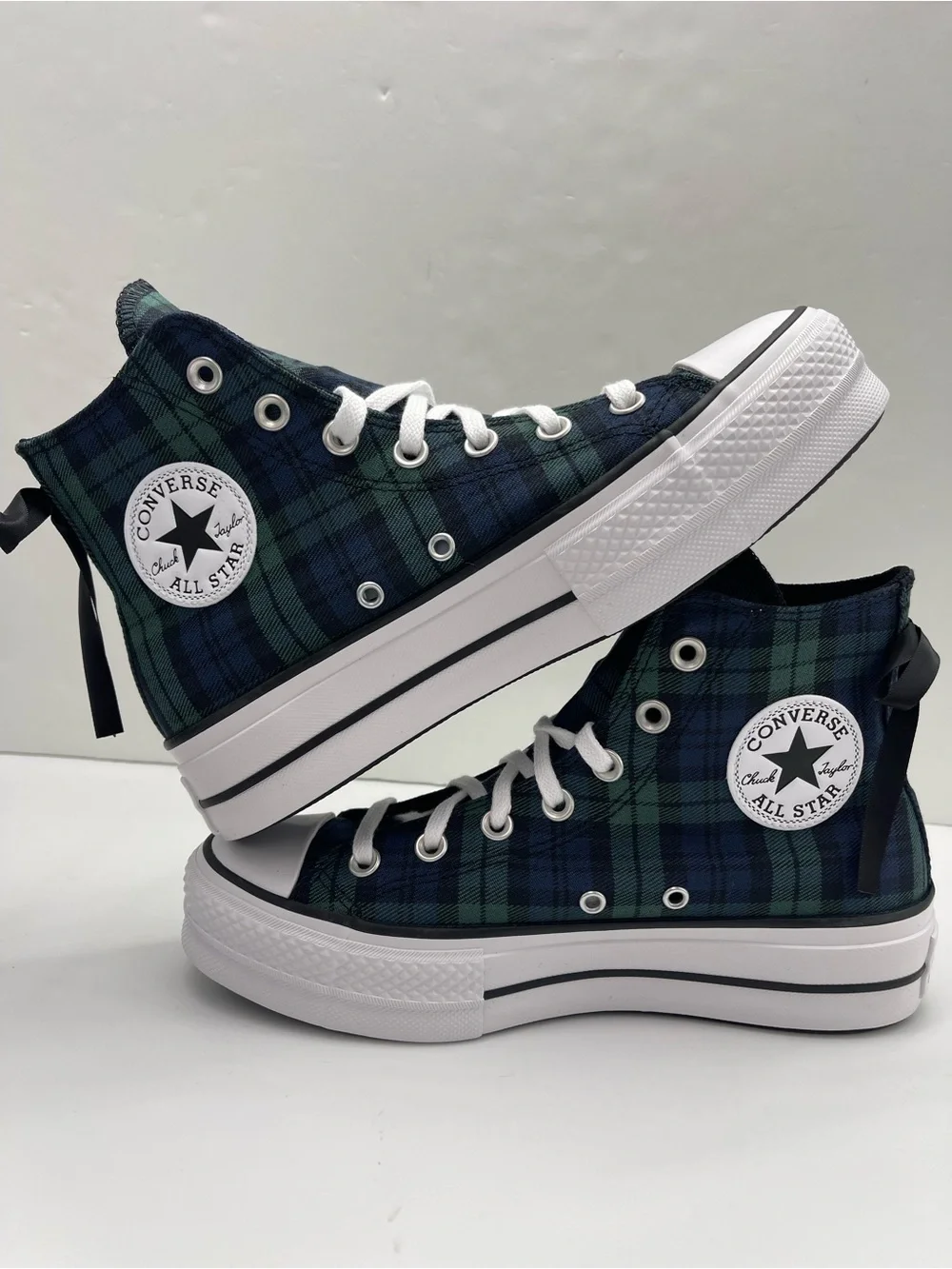 Converse A13879C CTAS LIFT HI NAVY/BLACK/WHITE Platform Sneakers Plaid